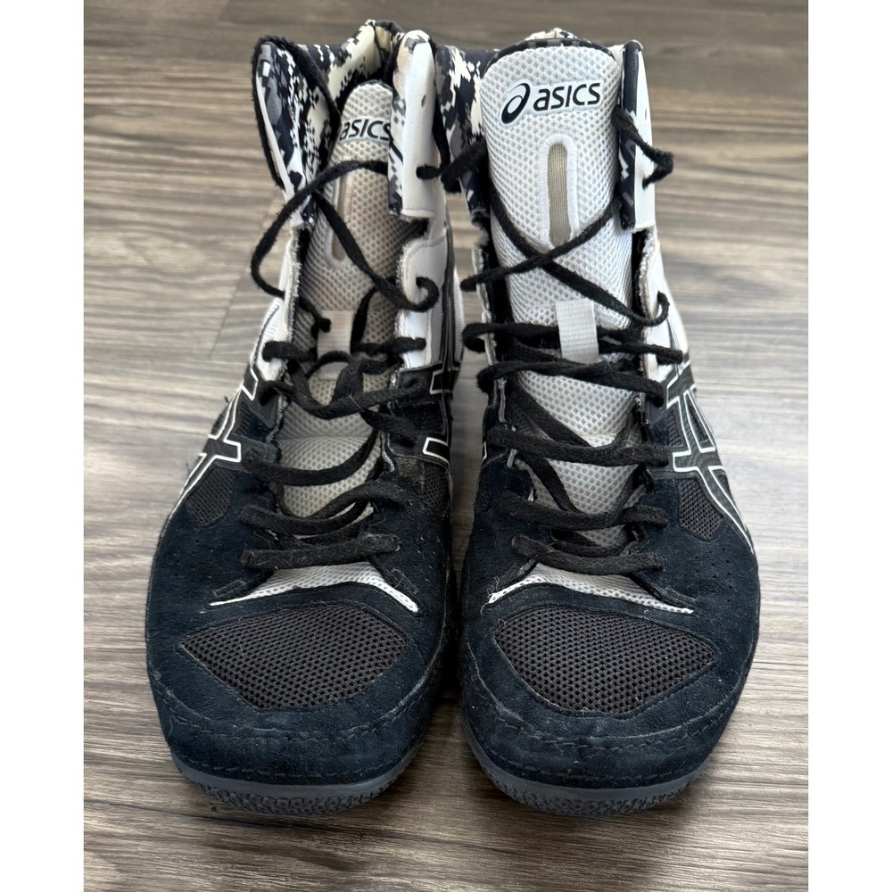 Asics Cael V7.0 Wrestling Shoes Mens Black White Camo High Top 10.5
